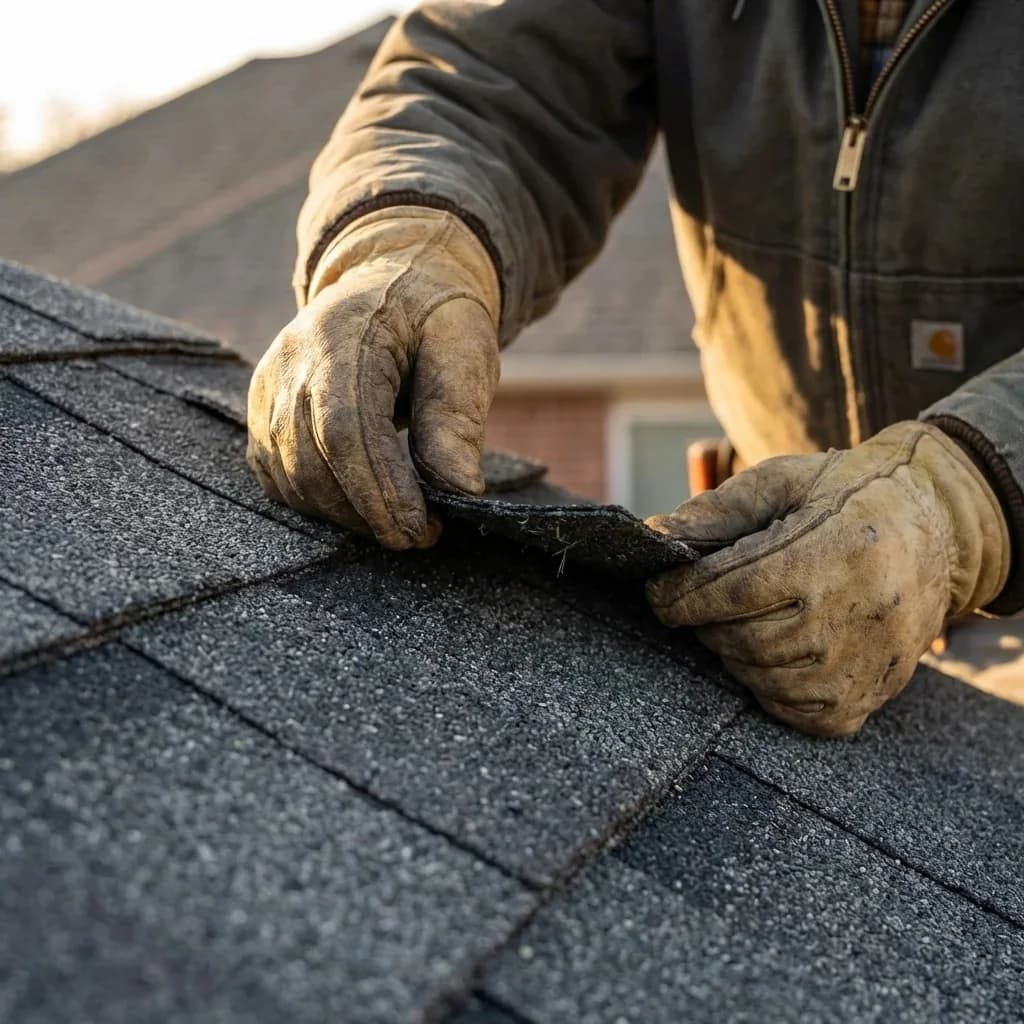 Patriot Roofing team member inspecting work