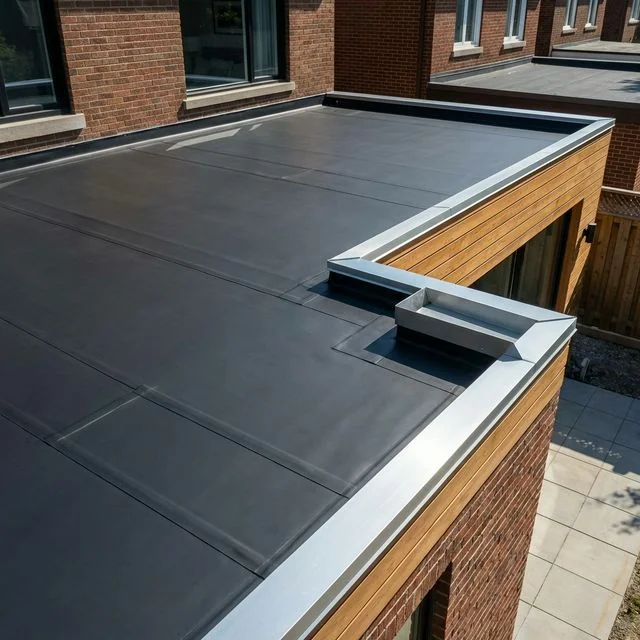 Completed EPDM rubber flat roof installation in Birmingham