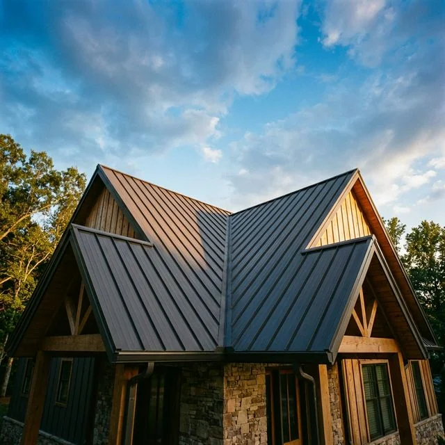 Premium standing seam metal roofing on craftsman home